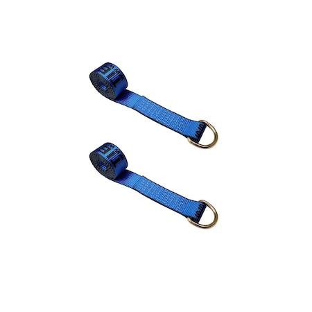 Tie 4 Safe 2" x 10' Lasso Strap w/ D Ring Auto Tie Down Wheel Lift Tow Truck Trailer, 2PK TWS21-510-W27-BU-C-2